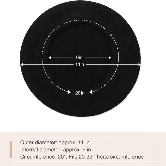 Women French Wool Beret Hats - Solid Color Classic Beanie Winter Cap - Picture 4 of 9